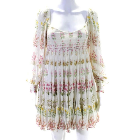 HEMANT & NANDITA Floral Chiffon Mini Dress Small - Picture 4 of 9